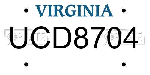 UCD8704 Virginia License Plate