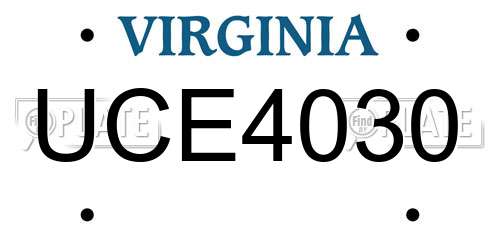 UCE4030 Virginia License Plate