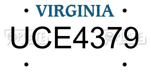 UCE4379 Virginia License Plate