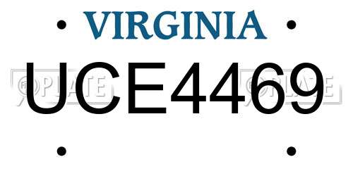 UCE4469 Virginia License Plate
