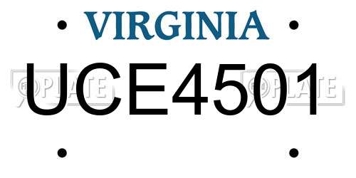 UCE4501 Virginia License Plate