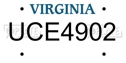 UCE4902 Virginia License Plate