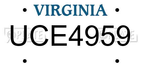 UCE4959 Virginia License Plate