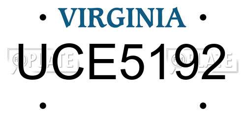 UCE5192 Virginia License Plate