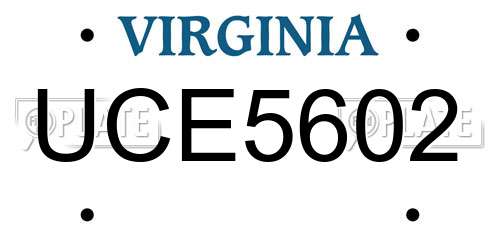 UCE5602 Virginia License Plate