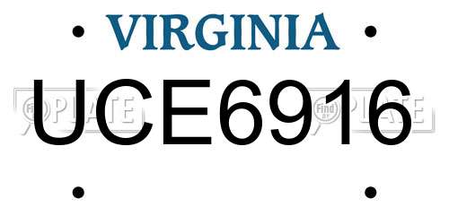 UCE6916 Virginia License Plate