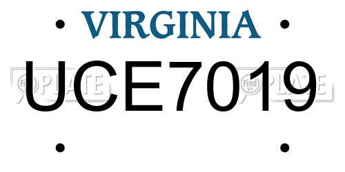UCE7019 Virginia License Plate