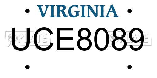 UCE8089 Virginia License Plate