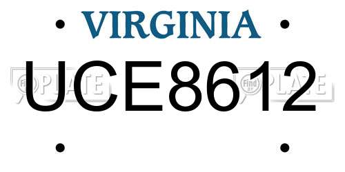UCE8612 Virginia License Plate