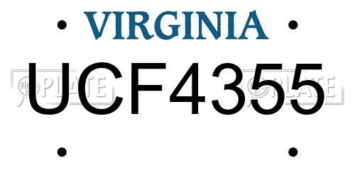 UCF4355 Virginia License Plate