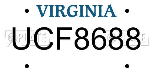 UCF8688 Virginia License Plate