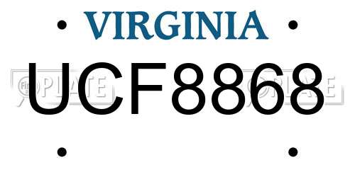UCF8868 Virginia License Plate