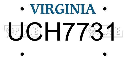 UCH7731 Virginia License Plate