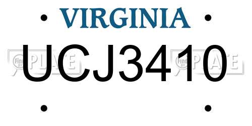 UCJ3410 Virginia License Plate