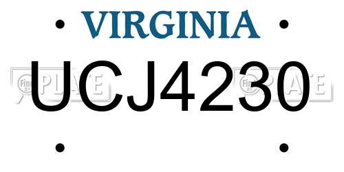 UCJ4230 Virginia License Plate