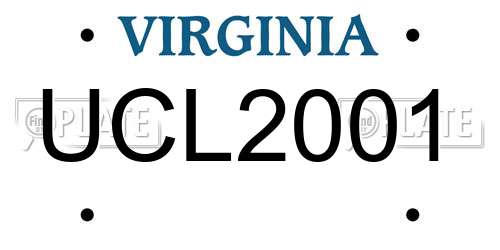 UCL2001 Virginia License Plate