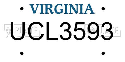 UCL3593 Virginia License Plate
