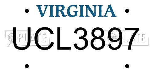 UCL3897 Virginia License Plate