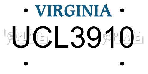 UCL3910 Virginia License Plate