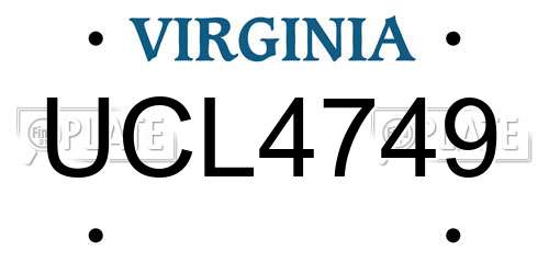 UCL4749 Virginia License Plate