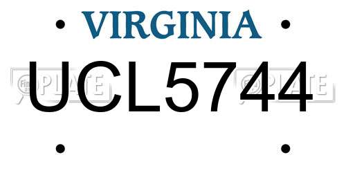 UCL5744 Virginia License Plate