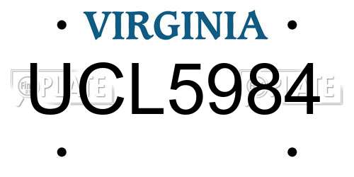 UCL5984 Virginia License Plate