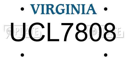UCL7808 Virginia License Plate