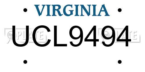 UCL9494 Virginia License Plate