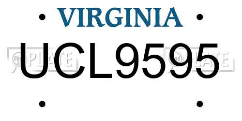 UCL9595 Virginia License Plate