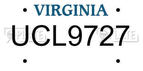 UCL9727 Virginia License Plate