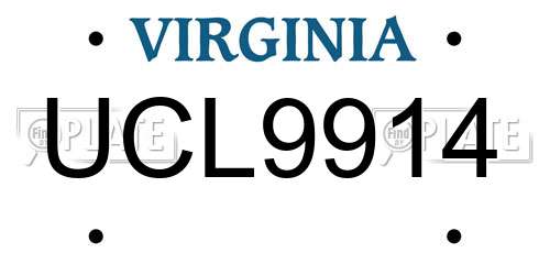 UCL9914 Virginia License Plate