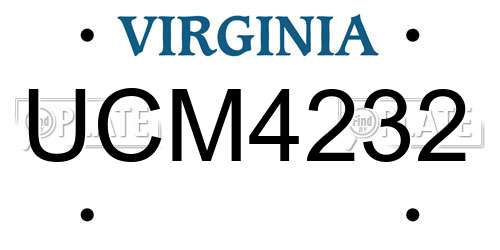 UCM4232 Virginia License Plate