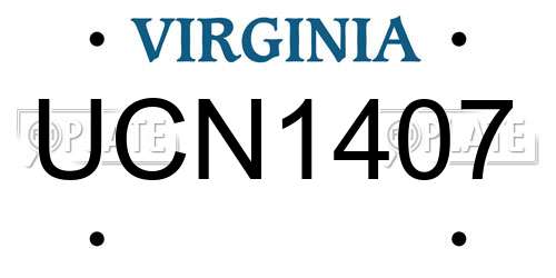 UCN1407 Virginia License Plate