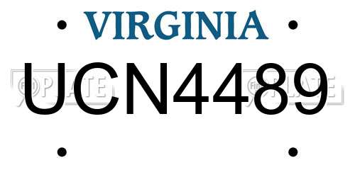 UCN4489 Virginia License Plate