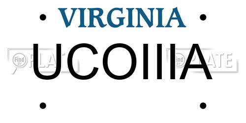 UCOIIIA Virginia License Plate
