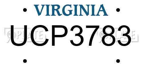 UCP3783 Virginia License Plate