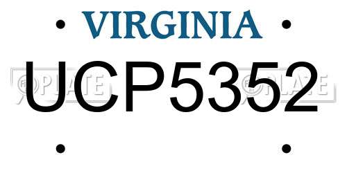 UCP5352 Virginia License Plate
