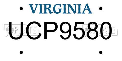 UCP9580 Virginia License Plate