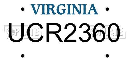 UCR2360 Virginia License Plate