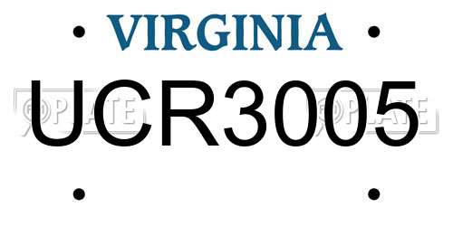 UCR3005 Virginia License Plate