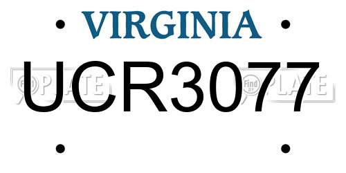 UCR3077 Virginia License Plate