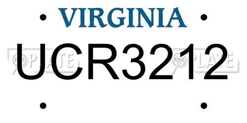 UCR3212 Virginia License Plate