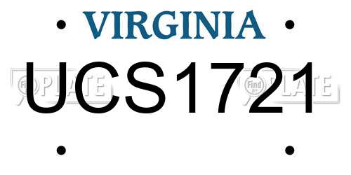 UCS1721 Virginia License Plate