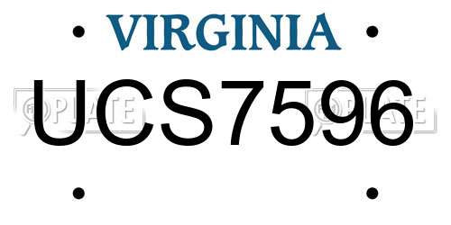 UCS7596 Virginia License Plate