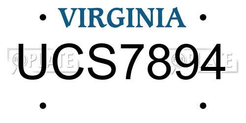 UCS7894 Virginia License Plate