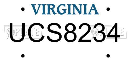 UCS8234 Virginia License Plate