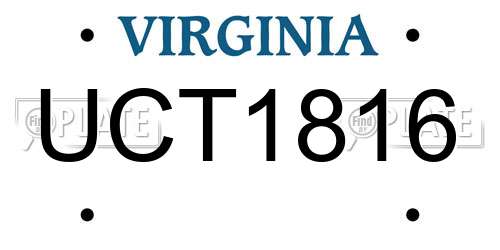 UCT1816 Virginia License Plate
