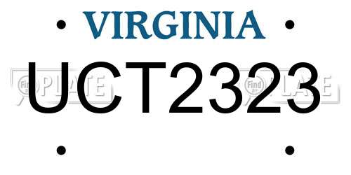 UCT2323 Virginia License Plate