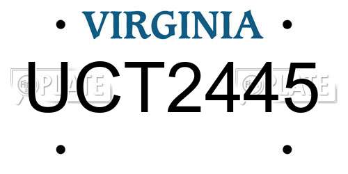 UCT2445 Virginia License Plate