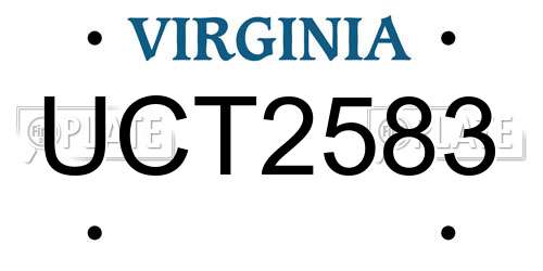 UCT2583 Virginia License Plate